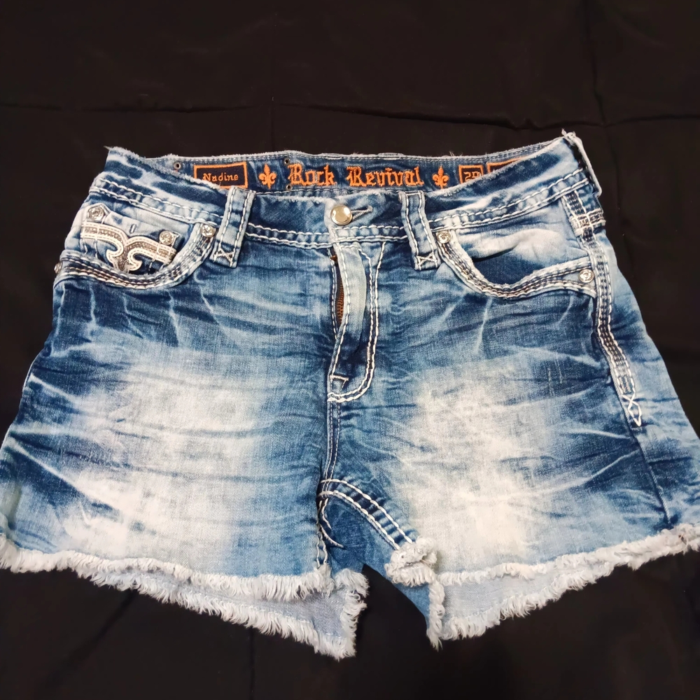 Rock Revival Blue Distressed Jean Shorts